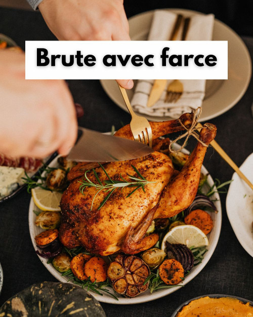 Dinde fermière label Rouge de Challans noire effilée - Brute avec farce