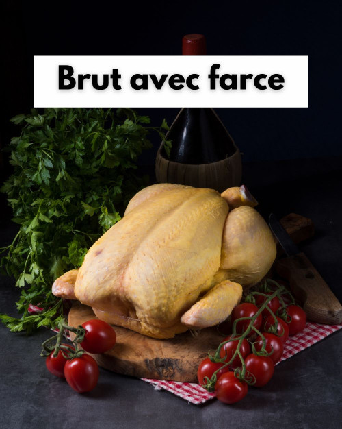 Chapon fermier Label Rouge de Challans noir effilé - Brut avec farce