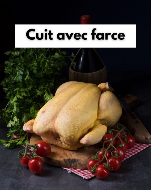 Chapon fermier Label Rouge de Challans noir effilé - Cuit avec farce